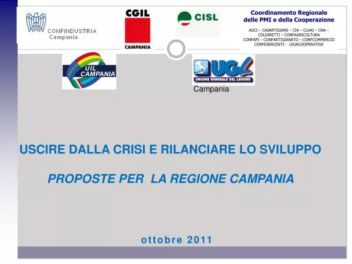 uscire dalla crisi e rilanciare lo sviluppo proposte per la regione campania