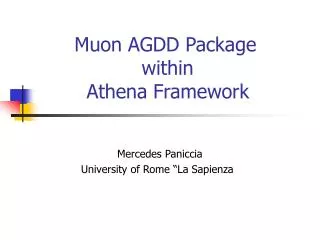 Muon AGDD Package within Athena Framework