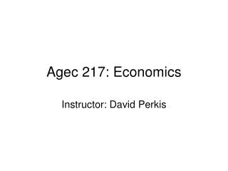 Agec 217: Economics