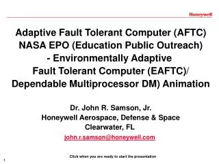 Adaptive Fault Tolerant Computer (AFTC) NASA EPO (Education Public Outreach)