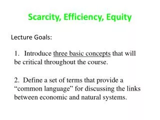 Scarcity, Efficiency, Equity