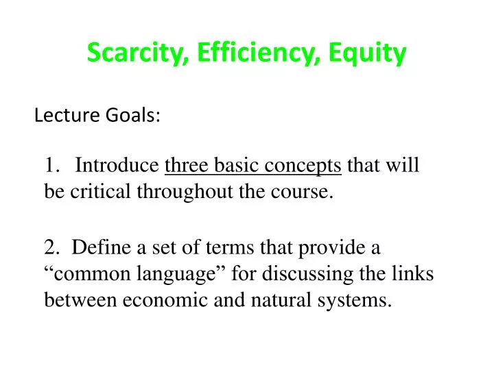 scarcity efficiency equity