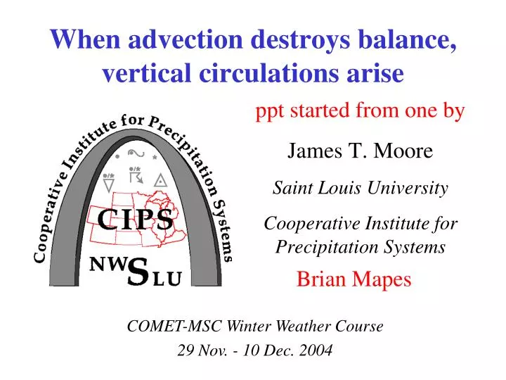 when advection destroys balance vertical circulations arise
