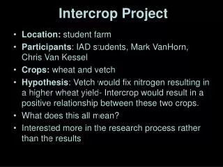 Intercrop Project