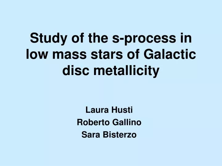 study of the s process in low mass stars of galactic disc metallicity