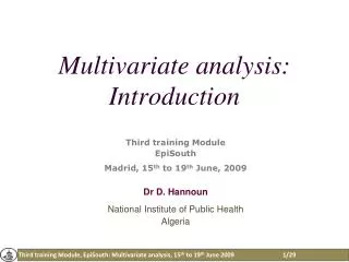 Multivariate analysis : Introduction