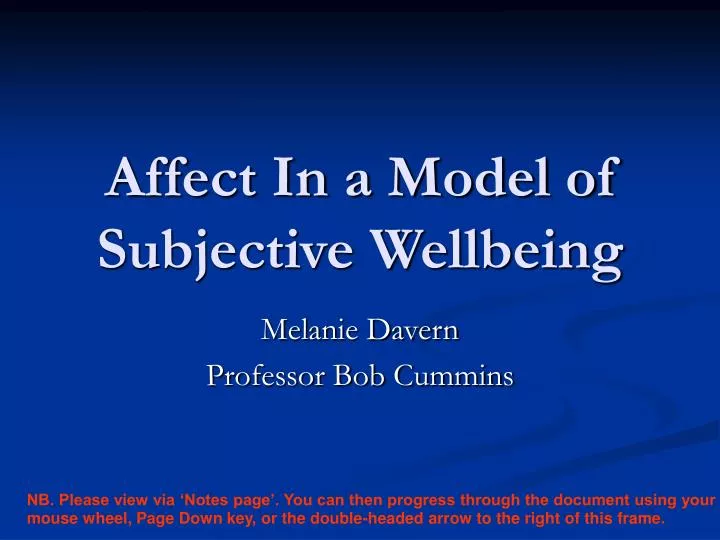 affect in a model of subjective wellbeing