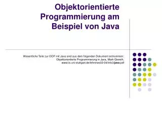 objektorientierte programmierung am beispiel von java