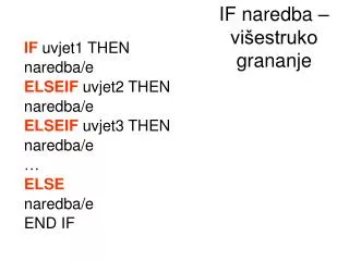 if naredba vi estruko grananje