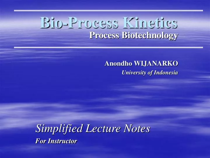 bio process kinetics
