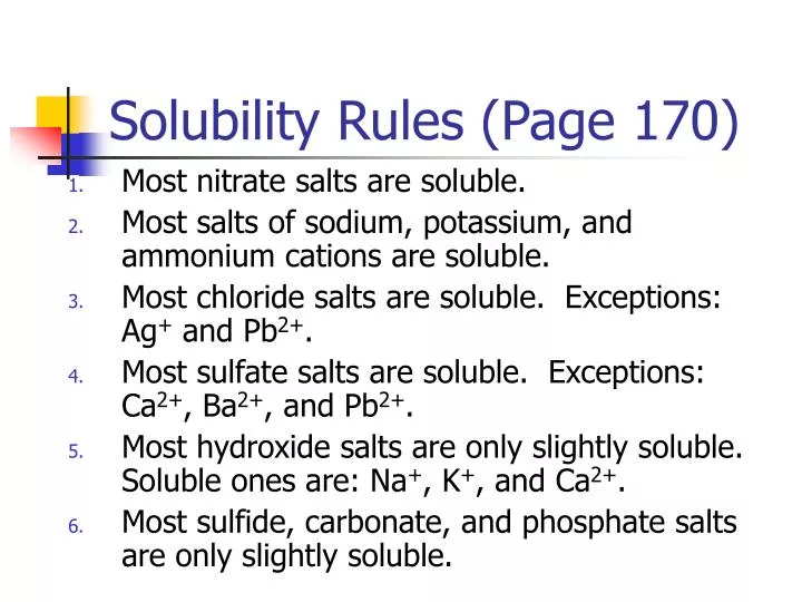 solubility rules page 170