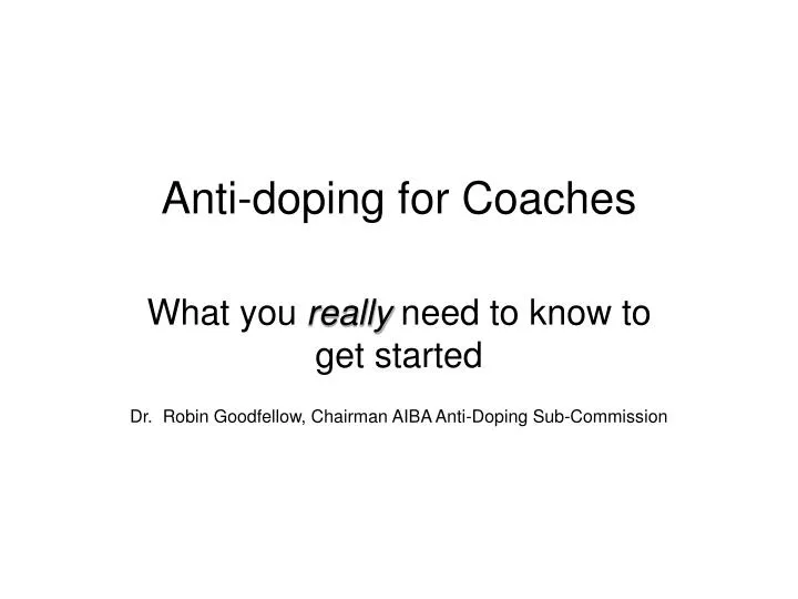 anti doping for coaches
