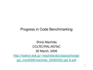 Progress in Code Benchmarking