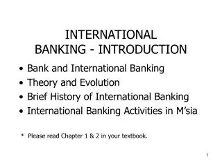 INTERNATIONAL BANKING - INTRODUCTION