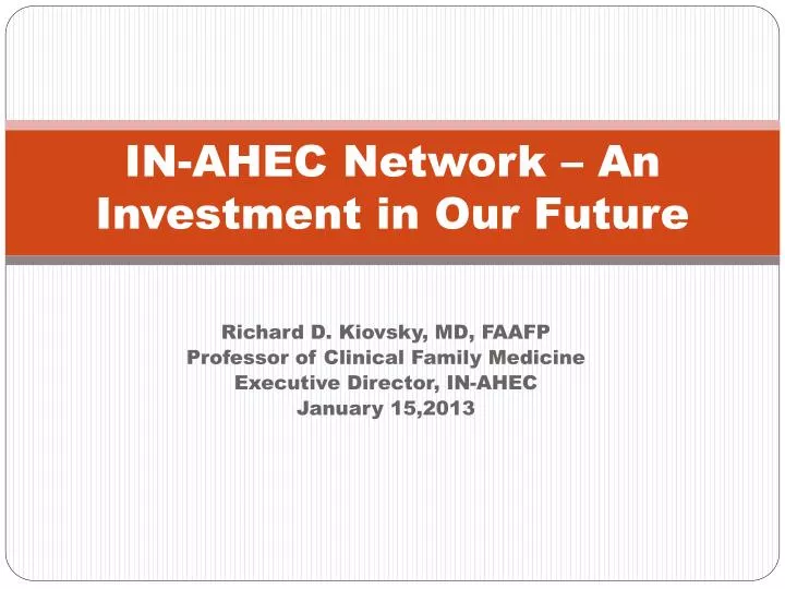 in ahec network an investment in our future