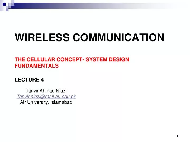 wireless communication the cellular concept system design fundamentals lecture 4