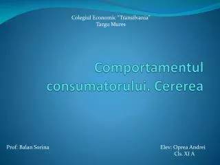 comportamentul consumatorului cererea