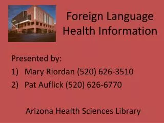 Foreign Language Health Information