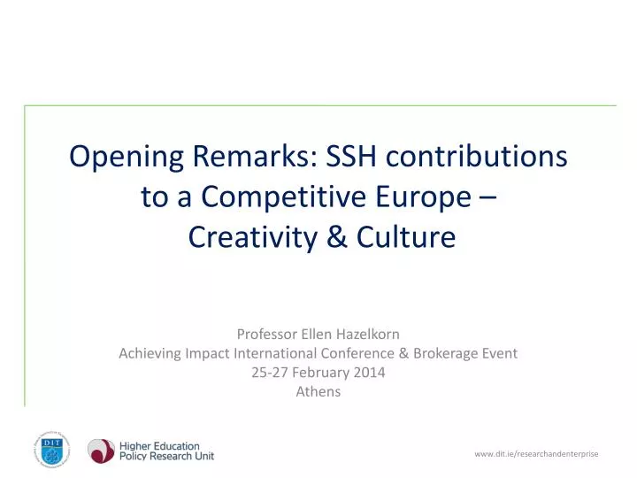 opening remarks ssh contributions to a competitive europe creativity culture