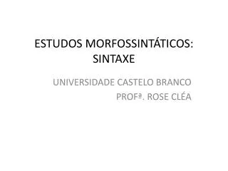 estudos morfossint ticos sintaxe