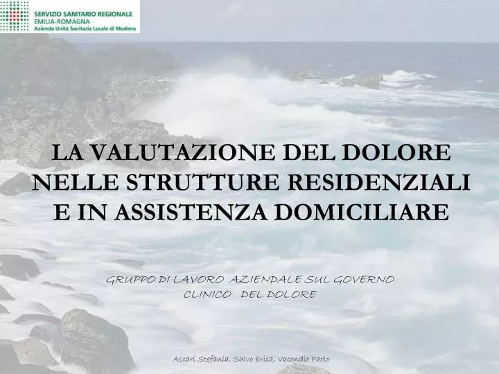 la valutazione del dolore nelle strutture residenziali e in assistenza domiciliare