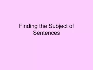 Finding the Subject of Sentences