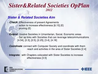 Sister&amp;Related Societies OpPlan 2012