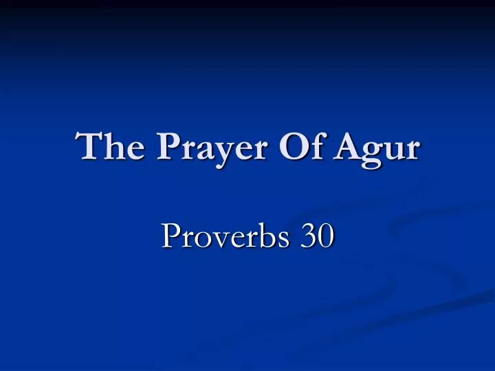 the prayer of agur