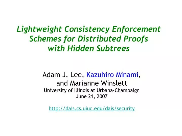 lightweight consistency enforcement schemes for distributed proofs with hidden subtrees