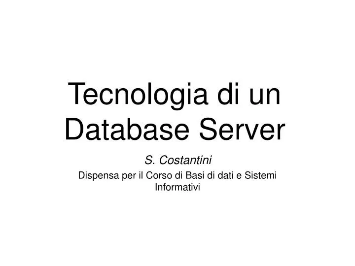 tecnologia di un database server