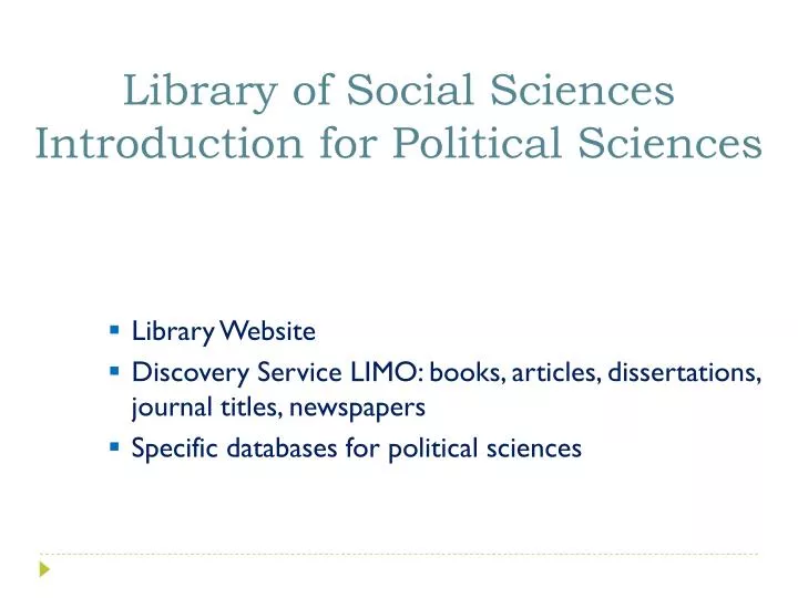 library of social sciences introduction for political sciences