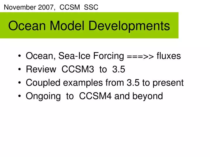 ocean model developments