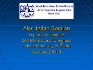 Aicr Italian Section is proud to host the 2nd International Congress