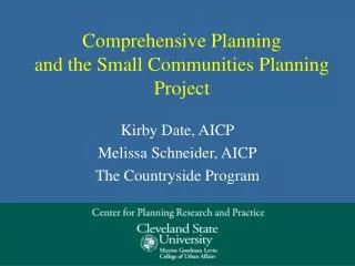 Comprehensive Planning and the Small Communities Planning Project