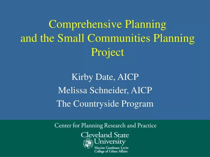 comprehensive planning and the small communities planning project
