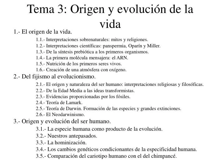 tema 3 origen y evoluci n de la vida