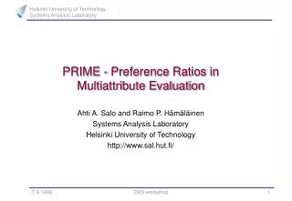 PRIME - Preference Ratios in Multiattribute Evaluation