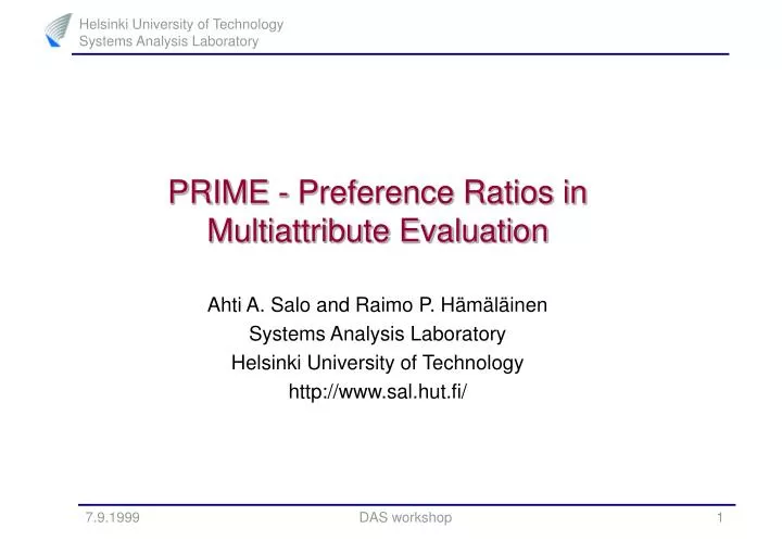 prime preference ratios in multiattribute evaluation