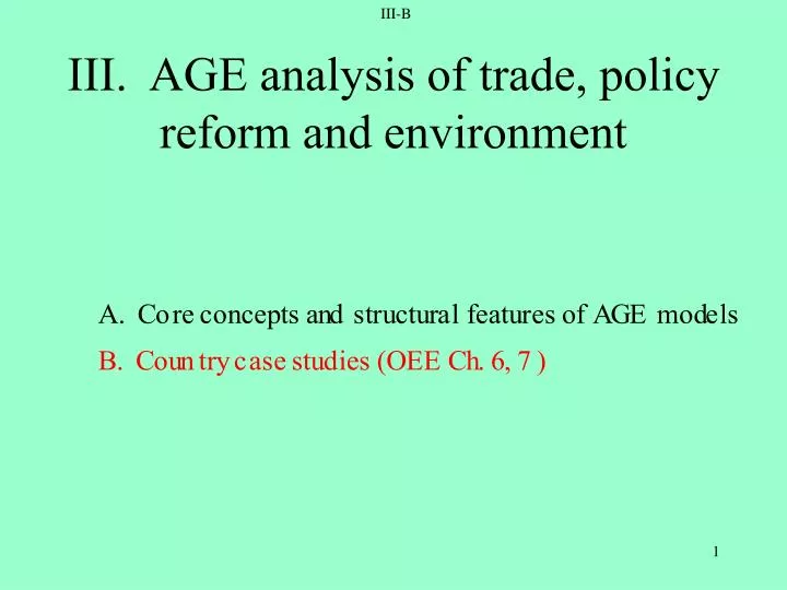 iii age analysis of trade policy reform and environment