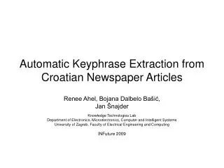 Automatic Keyphrase Extraction from Croatian Newspaper Articles