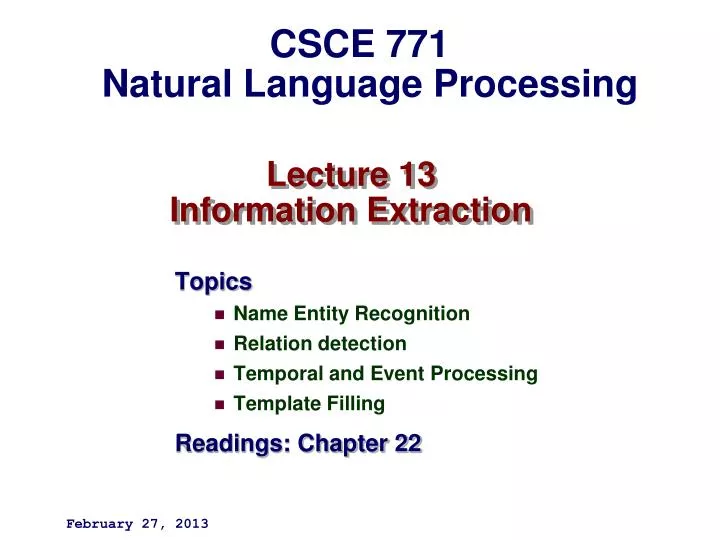 lecture 13 information extraction
