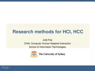Research methods for HCI, HCC