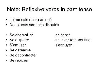 note reflexive verbs in past tense