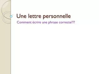une lettre personnelle