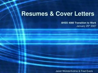 Resumes &amp; Cover Letters