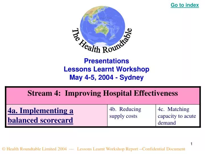 presentations lessons learnt workshop may 4 5 2004 sydney