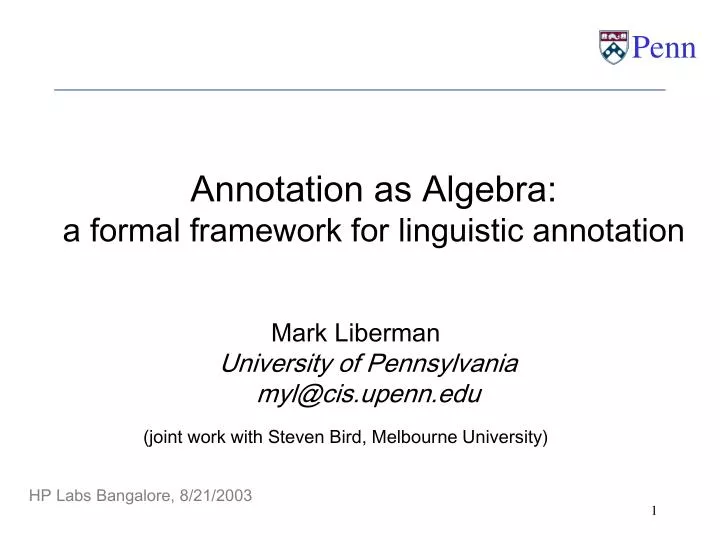 annotation as algebra a formal framework for linguistic annotation