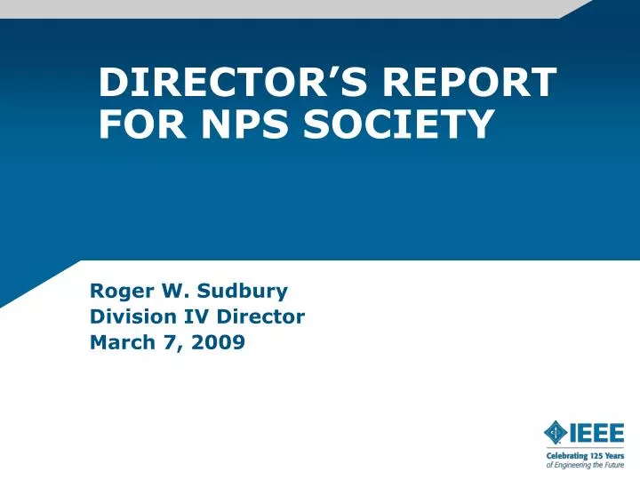 director s report for nps society