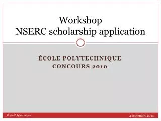 Workshop NSERC scholarship application