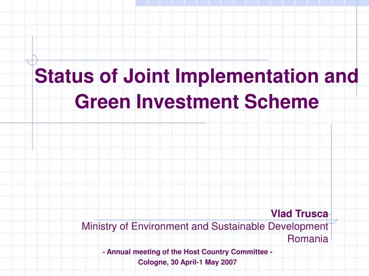 status of joint implementation and green investment scheme